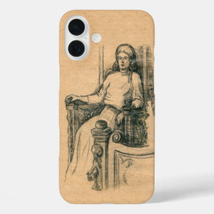 Damen Bleistift Grafiken auf Kunsthandwerk iPhone 16 Plus Hülle