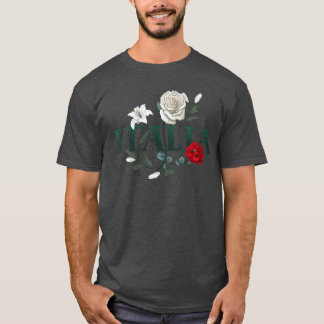 Damen Blumen aus Italien Vintage-Stil minimalistis T-Shirt