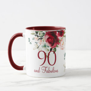 Damen-Blumen-Tasse zum 90. Geburtstag Tasse