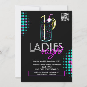 Damen-Club-Cocktail-Getränk Neon-Poster Einladung