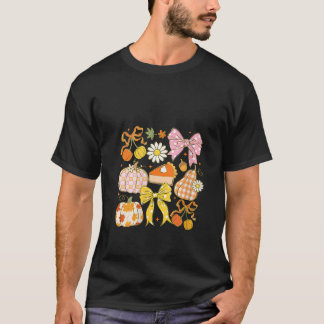 Damen Coquette Blumen Schleife Kürbis Saison Herbs T-Shirt