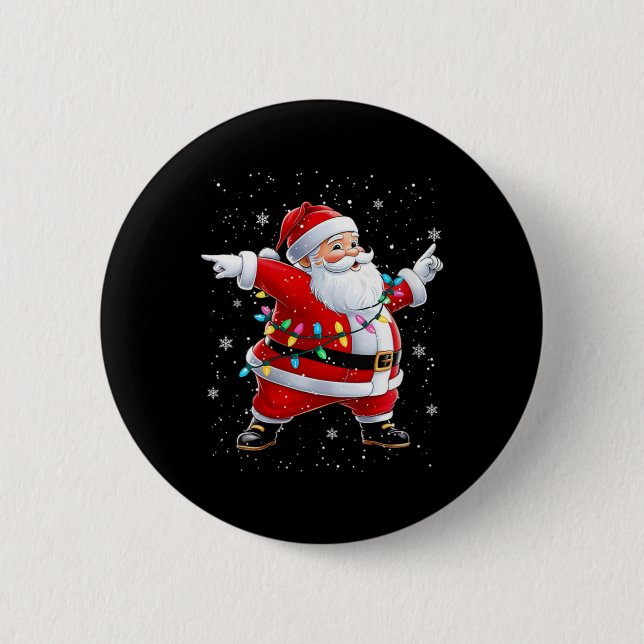 Damen Dabbing Weihnachtsmann Xmas Tanzende Mädchen Button (Vorderseite)