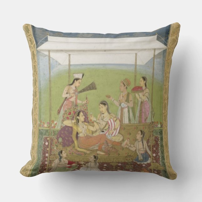 Damen, die Musik in einem Garten, von der Kissen (Vorderseite)