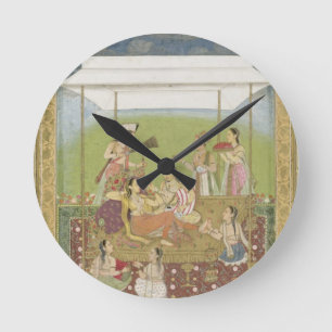 Damen, die Musik in einem Garten, von der Runde Wanduhr