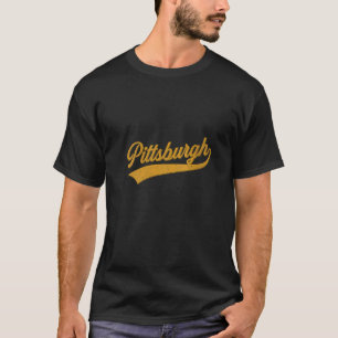 Damen Distressed Pittsburgh Pennsylvania Schrift D T-Shirt