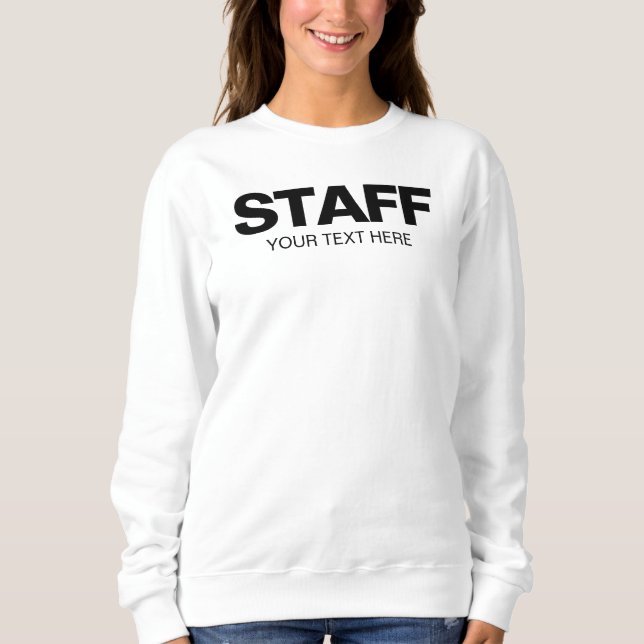Damen Doppelseitiges White Sweatshirt Mitarbeiter (Vorderseite)