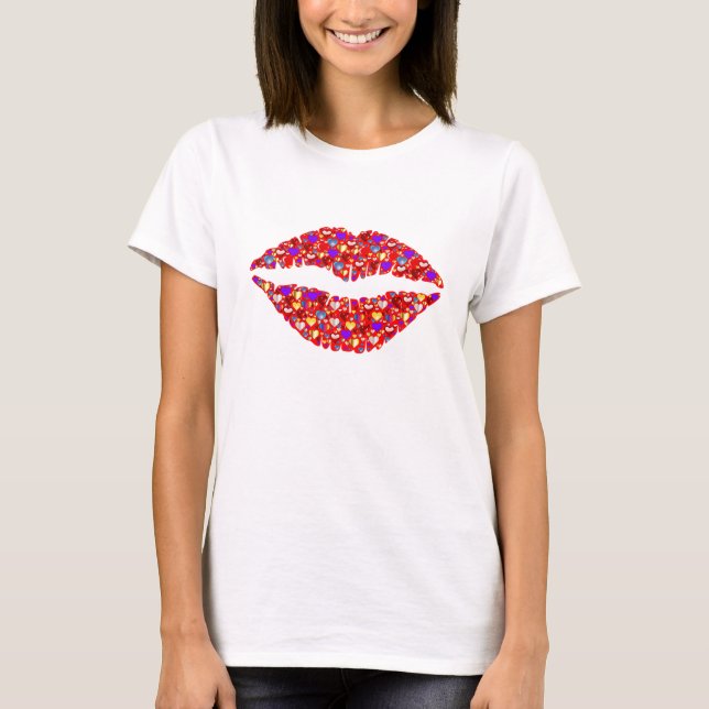 Damen ernteten T-Shirt mit Glitterlippenbild (Vorderseite)