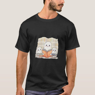 Damen-Geisterfamilie Lesen eines Buchwurms Niedlic T-Shirt