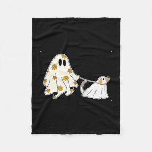 Damen-Geisterhund-Hunde-Liebhaber-Halloween-V-Auss Fleecedecke