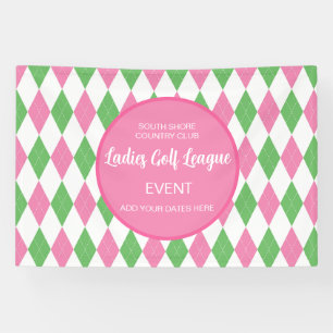 Damen-Golf-Liga Pink Green Argyle Individuelle Ban Banner