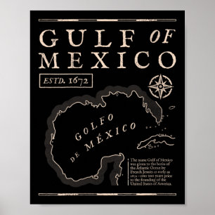 Damen Golf von Mexiko 1672 Historische Karte V-Aus Poster