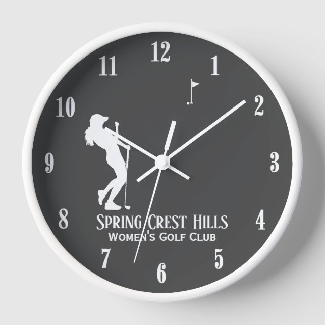 Damen Golf Zwei Linien Persönliches Schiefergrau Uhr (Vorderseite)