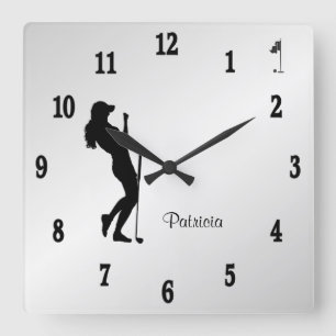Damen-Golferin persönlich  Quadratische Wanduhr