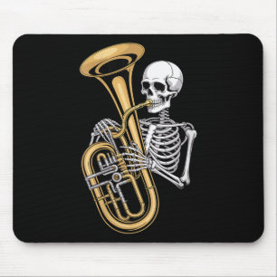 Damen Halloween Skelett Tuba Tubist V-Ausschnitt Mousepad