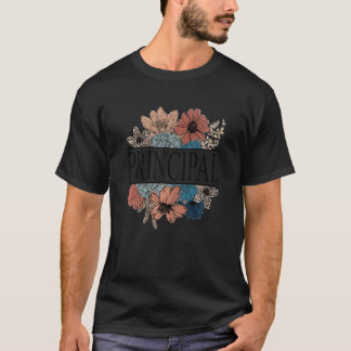 Damen Haupt- Retro-Blumen-Lehrerin T-Shirt