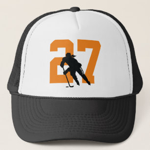 Damen Hockey Spielernummer Orange Schwarz Truckerkappe