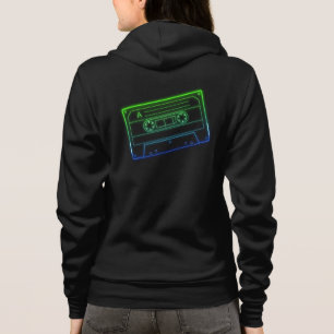Damen-Hoodie Neon-Grün/Dunkelblau Audiokassette Hoodie