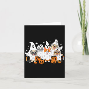 Damen Hund Geist Halloween V-Ausschnitt Karte