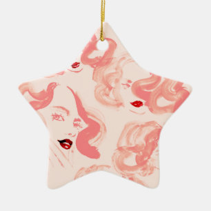 Damen in Rose Keramik Ornament
