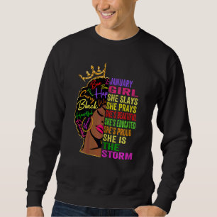 Damen Januar Girl She Slays & Prays Januar Bir Sweatshirt