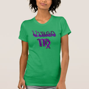 Damen-Jungfrau-Shirt in Lila auf Grün T-Shirt