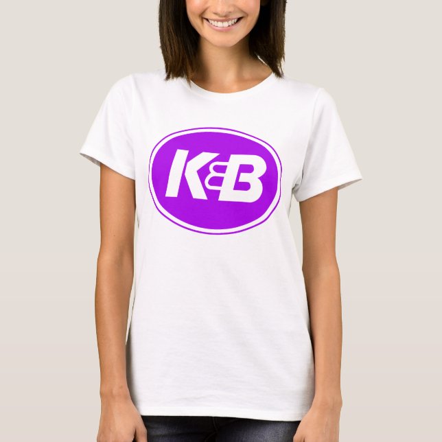 Damen K&B lila auf Gold T-Shirt (Vorderseite)