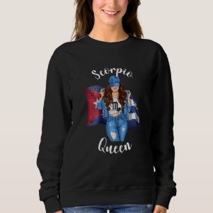 Damen kubanische Skorpion Königin von Kuba Flagge Sweatshirt
