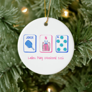 Damen-Mahj-Wochenende-Pickleball-Mahjong-Benutzerd Keramik Ornament