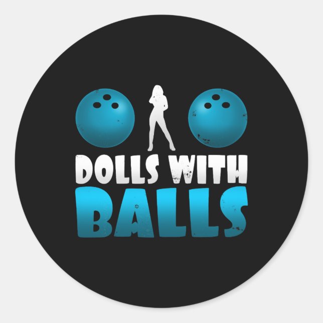 Damen mit Balls Bowling-Team in sonnigen Dollars Runder Aufkleber (Vorderseite)