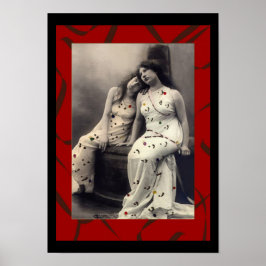 Damen mit langem Haar viktorianisches Bild Poster