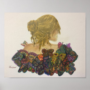 Damen-'n-Schmetterlings-Leinwand-Druck Poster