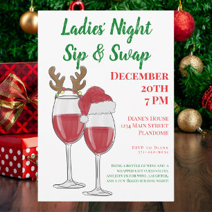 Damen Nacht Sip & Swap Weihnachtsfeier Einladung