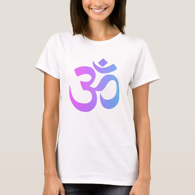 *~* Damen NeonOmbre rosa Blau OM auf Frauen T-Shirt (Vorderseite)