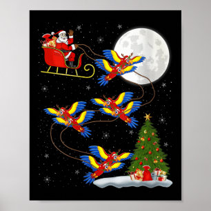 Damen Papageien Ara Weihnachtsmann Schlitten Flieg Poster
