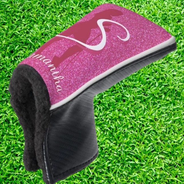 DAMEN PINK GLITZER GOLF HEADCOVER (Add a sparkle to her game with our Ladies Pink Glitter Golf Head Cover! Perfect for the golfing lady)