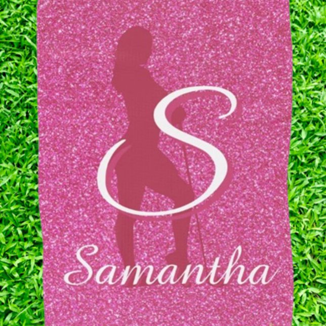 DAMEN PINK GLITZER GOLFHANDTUCH (Elevate your golf game with our Ladies Pink Glitter Golf Towel! Perfect for the stylish golfer, this)