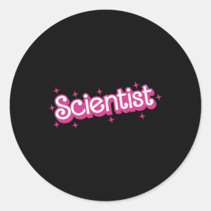 Damen Retro Rosa Wissenschaftlerin Wissenschaftsle Runder Aufkleber