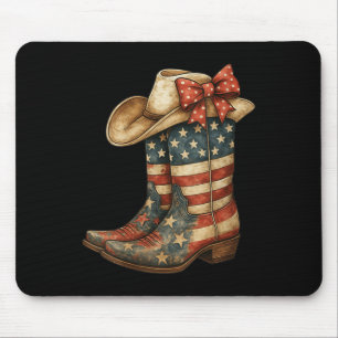 Damen Retro Western Cowboy Stiefel Cowgirl Amerika Mousepad