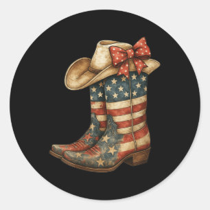 Damen Retro Western Cowboy Stiefel Cowgirl Amerika Runder Aufkleber