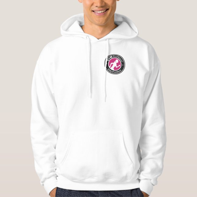 Damen-sackartiger Turnhallen-Kapuzenpulli (weiß) Hoodie (Vorderseite)