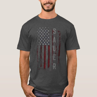 Damen SAUER Familie Amerikanische Flagge VNeck lus T-Shirt