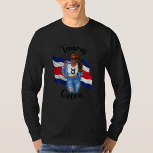 Damen Schwarz Damen Costa Rican Queen Stier Zodia T-Shirt