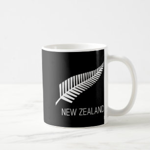 Damen Schwarz Neuseeland-Farn-Shirt Herren Schwarz Kaffeetasse