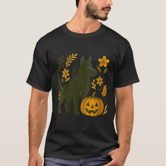 Damen schwarzer deutscher Schäferhund Halloween-Kü T-Shirt