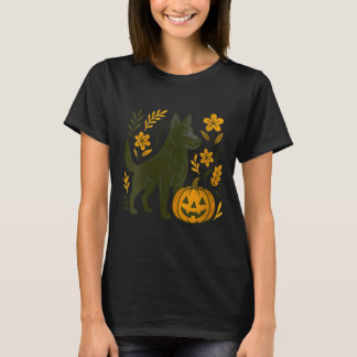 Damen schwarzer deutscher Schäferhund Halloween-Kü T-Shirt