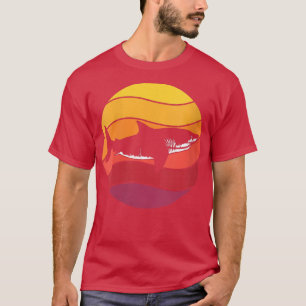 Damen Shark Retro Style Vintage VNeck  T-Shirt