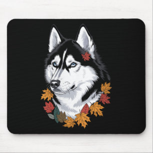 Damen Sibirischer Husky Blatt Herbstblätter Hunde Mousepad