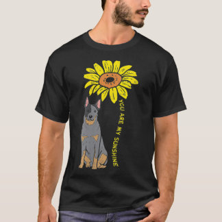 Damen Sonnenblume Sonnenschein Heeler Tier Blau Ro T-Shirt