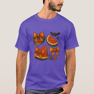 Damen Summerween Coquette Bogen Wassermelone Retro T-Shirt