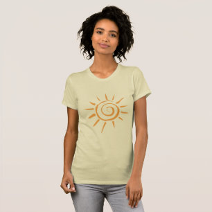 Damen-T-Shirt mit goldenem Sonnensilhouette-Motiv T-Shirt